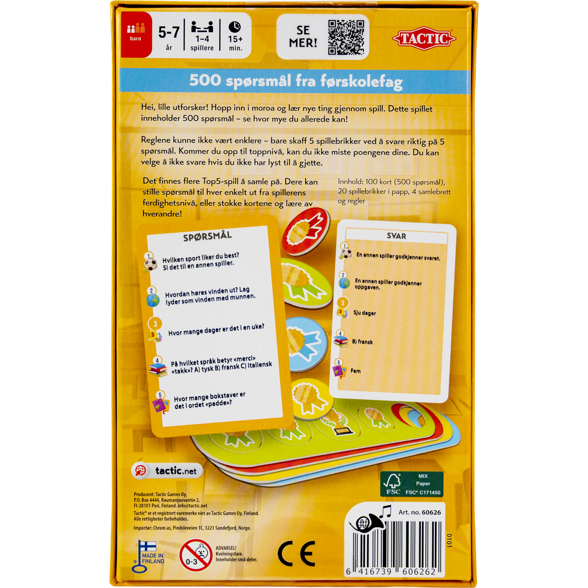 Vi lærer oss spørrespill spillkort med spørsmål for førskolebarn