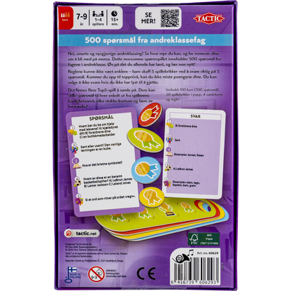 Vi lærer oss spørrespill spillkort med spørsmål fra 2. klasse